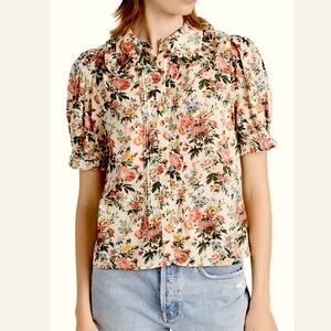 THE GREAT. The Fern Top in Cream Enchanted Floral size 2 (8-10)